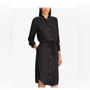 lauren Ralph Lauren Black Long Sleeve Dress with Gold Buttons
